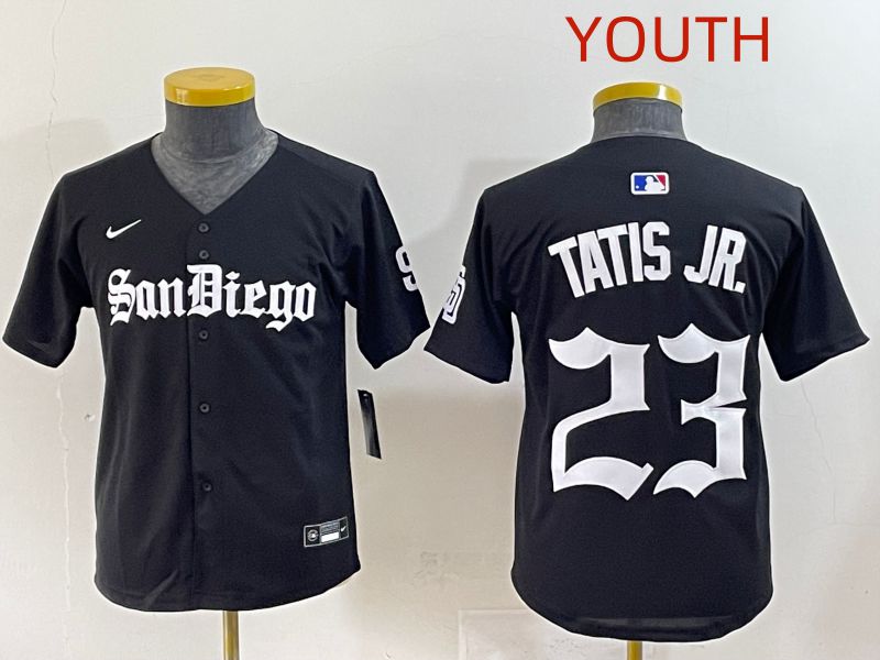 Youth 2025 San Diego Padres #23 Tatis jr Black Five generations Joint Name Nike MLB Jersey style 1